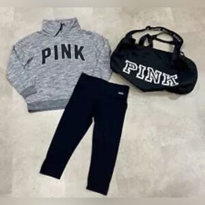 Womens VICTORIA’S SECRET PINK Sweatshirt..Leggings & Duffle Bag, sz Small